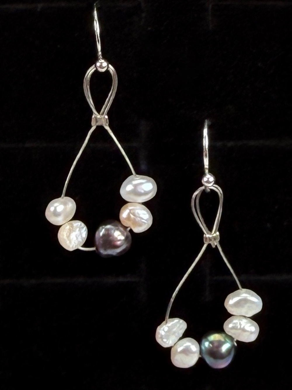 Freshwater Pearl Drop Silvertone Pierced Earrings